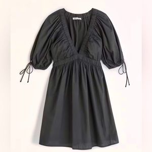 Abercrombie Poplin Puff Sleeve Mini Babydoll Dress